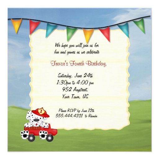 Fire Truck and Little Fireman Birthday Personalized Announcement