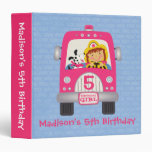 Fire Truck Birthday Girl 3 Ring Binder