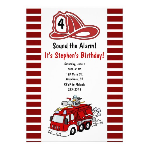 Fire Truck Birthday Invitation