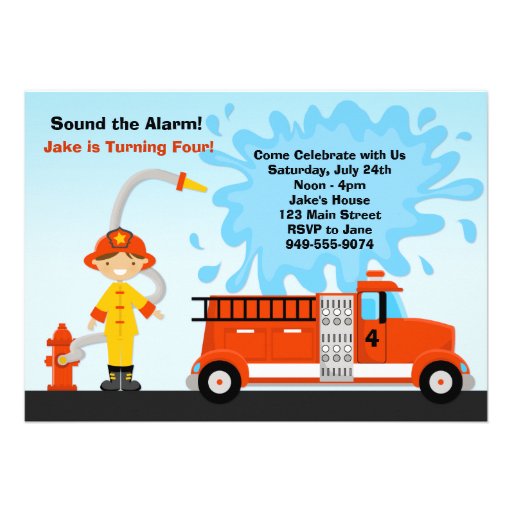 Fire Truck Birthday Party Invitation