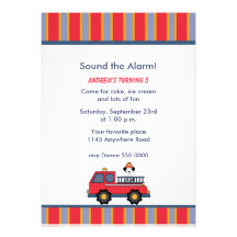Fire Truck Birthday Party Invitation
