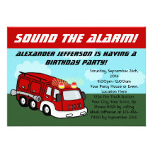 Fire Truck Birthday Party Invitations