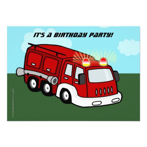 Fire Truck Birthday Party Invitations