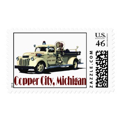 Fire Truck - Copper City, Michigan Stamp by RichardBrowne
