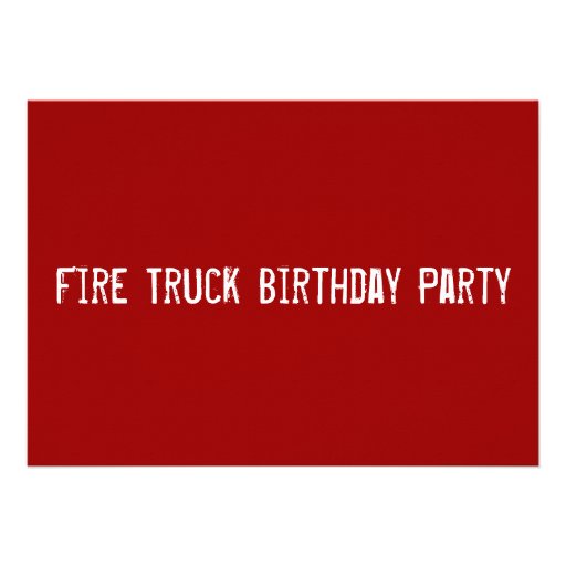 Fire Truck Engine Firefighter Birthday Invitations