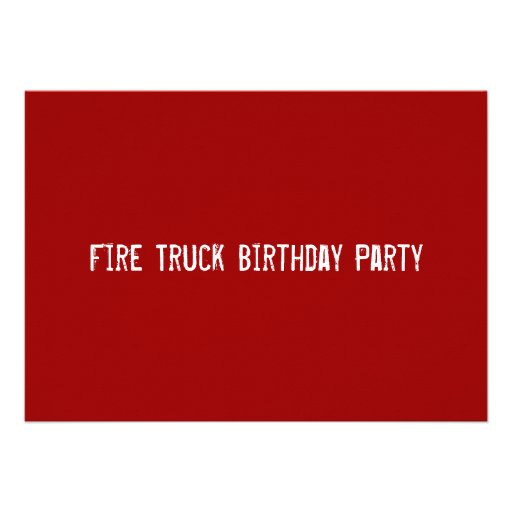 Fire Truck Engine Firefighter Birthday Invitations