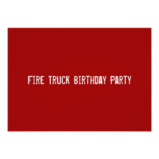Fire Truck Firefighter Kids Birthday Invitations