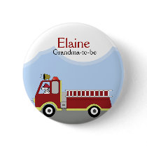 Fire Truck Firemen NAME TAG Custom Button