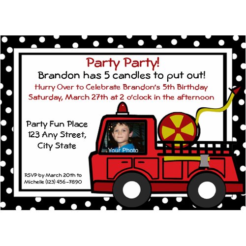 Fire Truck Fun/ Photo invitation