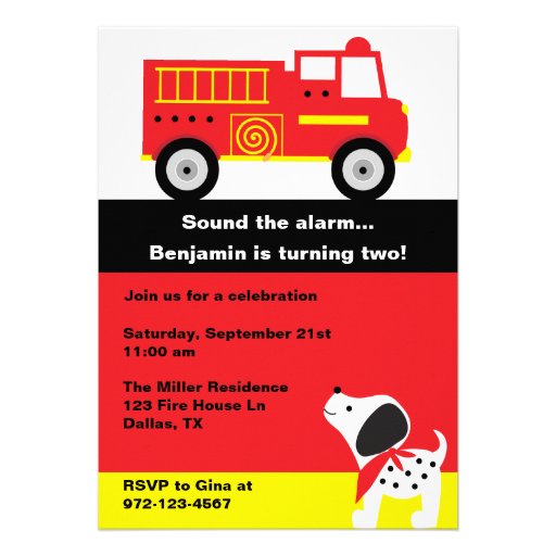 Fire Truck Invitations