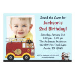Fire Truck Monkey Photo Birthday Party Invitations