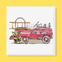 Fire Truck Pedal Car Square Magnet magnets