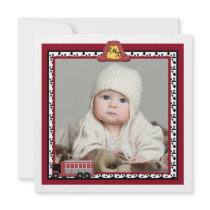 Fire Truck - Photo Birth Announcement