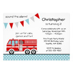 Fire Truck Polka Dot Banner Boy Birthday Party Personalized Invitation
