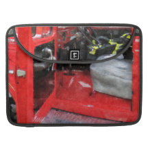 Fire Truck With Fireman's Uniform MacBook Pro Sleeve