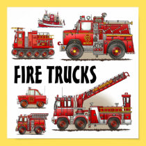 Fire Trucks Firefighters Poster posters