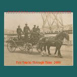 calander, wall, calander, fire, trucks, antique,