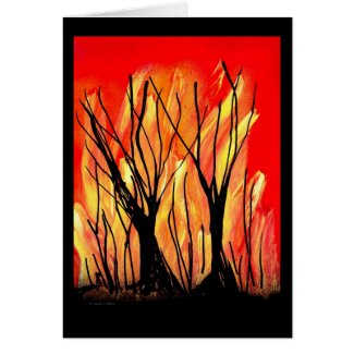 Fire v1 Spray Paint Painting w burnt trees card
