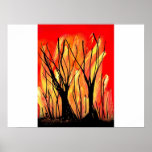 Fire v1 Spray Paint Painting w burnt trees posters