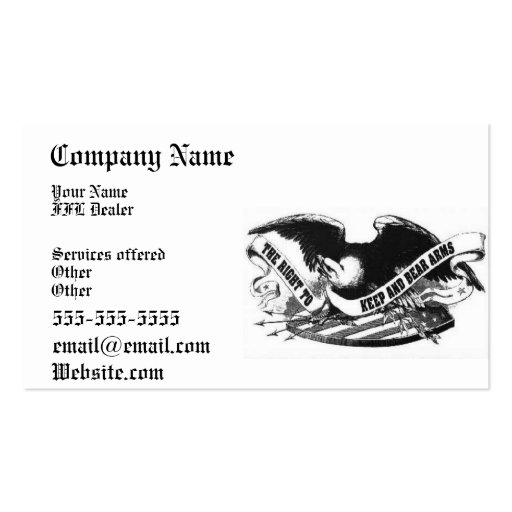 firearms business card (front side)