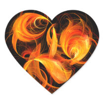 Fireball Abstract Art Heart Sticker