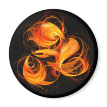 Fireball Abstract Art Round Magnet