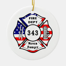 Firefighter 9/11 Never Forget 343 Ornaments