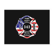 Firefighter 9/11 Never Forget 343 Postcard
