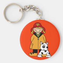 Firefighter and Dog Keychains