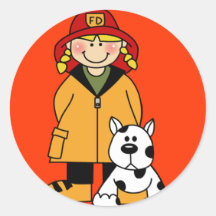 Firefighter and Dog Sticker