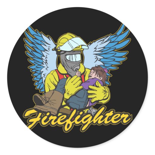 Firefighter Angel Classic Round Sticker Zazzle