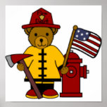 Firefighter Bear Poster