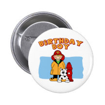 Firefighter Birthday Boy Buttons