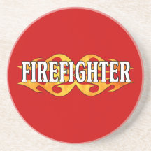 Firefighter Double Flames Beverage Coasters