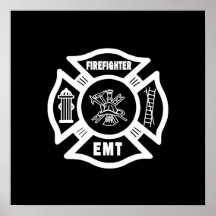 Firefighter EMT White Posters