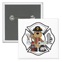 Firefighter Fire Dept Bear Buttons