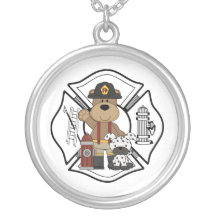 Firefighter Fire Dept Bear Pendant