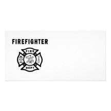 Firefighter Fire Dept Logo Customized Photo Card
