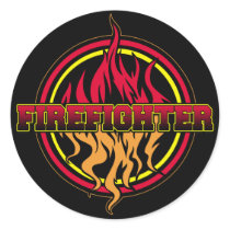 Firefighter Fire Logo Round Stickers