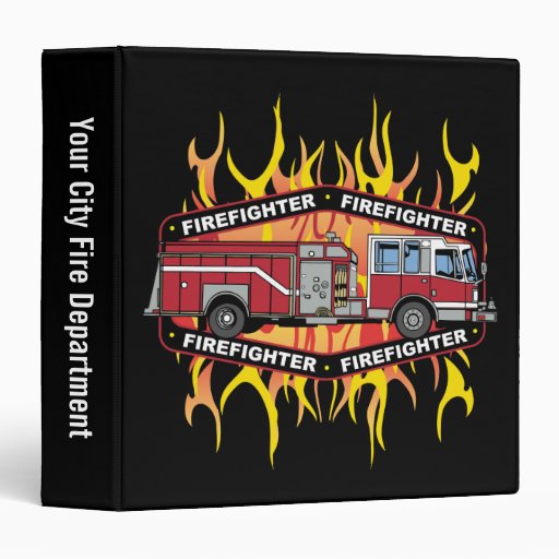 Firefighter Fire Truck 3 Ring Binder Zazzle