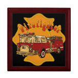 Firefighter Firetruck Cross Trinket Box