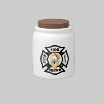Firefighter Flaming Skull candy jars