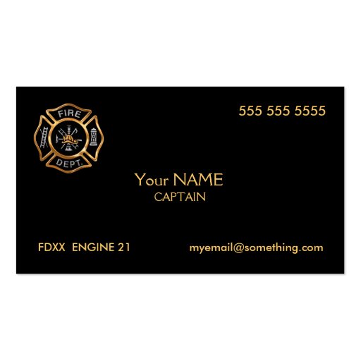 Firefighter Gold Business Cards (front side)