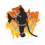 Firefighter in Flames Sticker