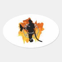 Firefighter in Flames Sticker