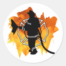 Firefighter in Flames Sticker