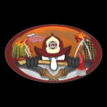Firefighter Kilroy Oval Sticker stickers