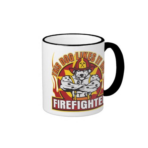 Firefighter Likes it Hot Ringer Coffee Mug