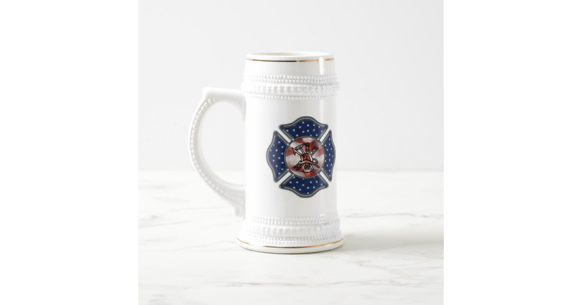 Firefighter Patriotic Beer Stein | Zazzle