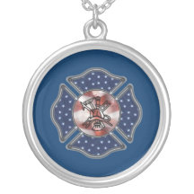 Firefighter Patriotic Maltese Personalized Necklace